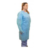 CPE 45 inch long 4 mil Isolation Gown with Long Sleeve and Thumb Loop MCPE-45B-L-4 - Blue, 100 count
